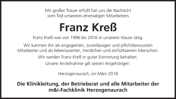 Anzeige von Franz Kreß von MGO