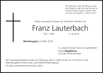 Anzeige von Franz Lauterbach von MGO
