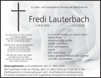 Anzeige von Fredi Lauterbach von MGO