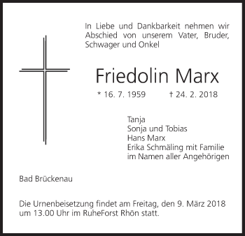 Anzeige von Friedolin Marx von MGO