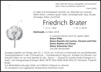 Anzeige von Friedrich Brater von MGO