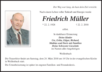 Anzeige von Friedrich Müller von MGO