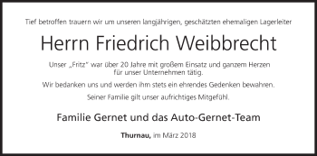 Anzeige von Friedrich Weibbrecht von MGO