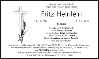 Anzeige von Fritz Heinlein von MGO