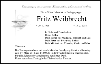 Anzeige von Fritz Weibbrecht von MGO