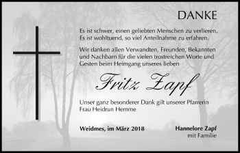 Anzeige von Fritz Zapf von MGO