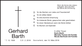 Anzeige von Gerhard Barth von MGO