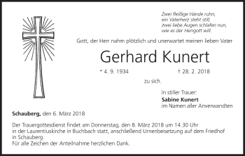 Anzeige von Gerhard Kunert von MGO