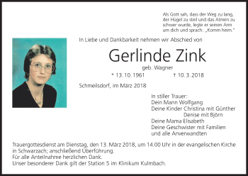 Anzeige von Gerlinde Zink von MGO