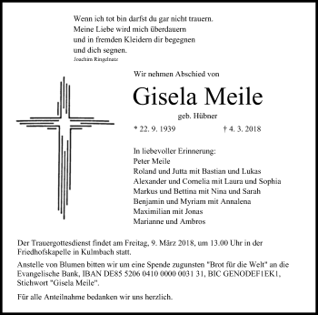 Anzeige von Gisela Meile von MGO