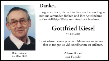 Anzeige von Gottfried Kiesel von MGO