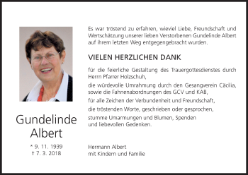 Anzeige von Gundelinde Albert von MGO