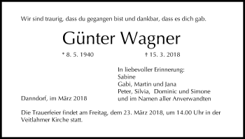 Anzeige von Günter Wagner von MGO