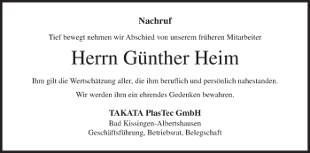 Anzeige von Günther Heim von MGO