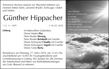 Anzeige von Günther Hippacher von MGO