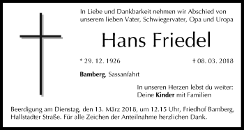 Anzeige von Hans Friedel von MGO