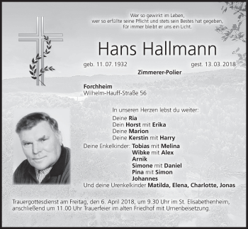 Anzeige von Hans Hallmann von MGO