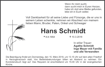 Anzeige von Hans Schmidt von MGO