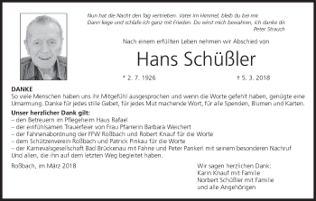 Anzeige von Hans Schüßler von MGO