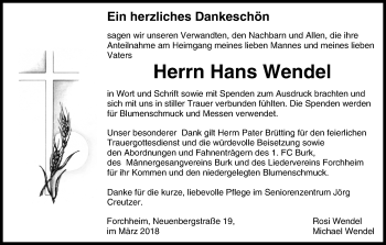 Anzeige von Hans Wendel von MGO