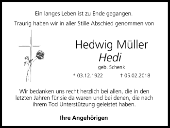 Anzeige von Hedwig Müller von MGO