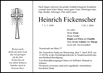Anzeige von Heinrich Fickenscher von MGO