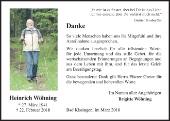 Anzeige von Heinrich Wöhning von MGO