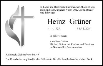 Anzeige von Heinz Grüner von MGO
