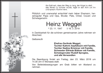Anzeige von Heinz Weggel von MGO