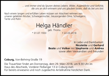Anzeige von Helga Händler von MGO