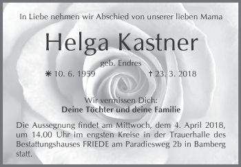 Anzeige von Helga Kastner von MGO