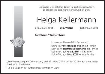 Anzeige von Helga Kellermann von MGO