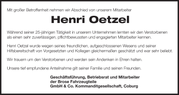 Anzeige von Henri Oetzel von MGO