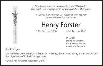 Anzeige von Henry Förster von MGO