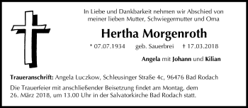 Anzeige von Hertha Morgenroth von MGO