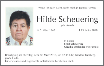 Anzeige von Hilde Scheuering von MGO
