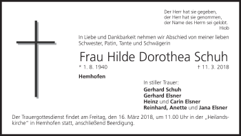 Anzeige von Hilde Dorothea Schuh von MGO