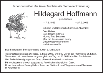 Anzeige von Hildegard Hoffmann von MGO