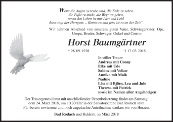 Anzeige von Horst Baumgärtner von MGO