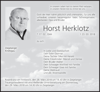 Anzeige von Horst Herklotz von MGO