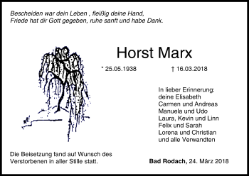 Anzeige von Horst Marx von MGO
