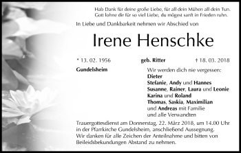 Anzeige von Irene Henschke von MGO