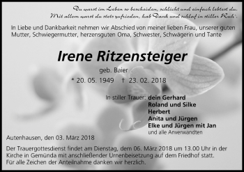 Anzeige von Irene Ritzensteiger von MGO