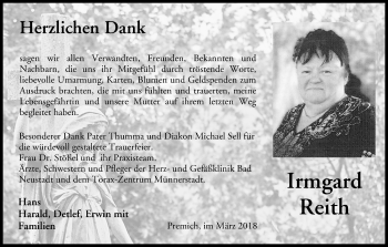 Anzeige von Irmgard Reith von MGO