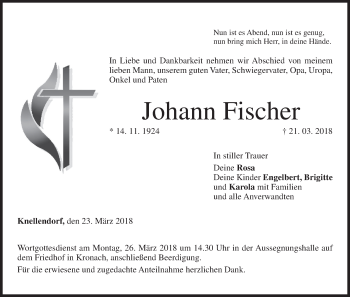 Anzeige von Johann Fischer von MGO