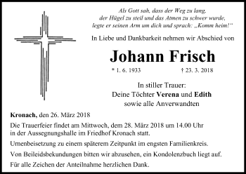 Anzeige von Johann Frisch von MGO