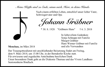 Anzeige von Johann Gräbner von MGO