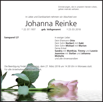 Anzeige von Johanna Reinke von MGO