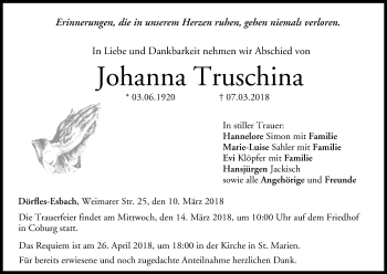 Anzeige von Johanna Truschina von MGO