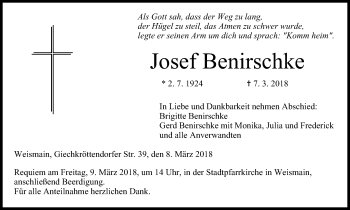 Anzeige von Josef Benirschke von MGO